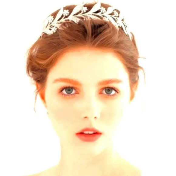 Floral Leaf Crystal Bride Wedding Fairy Rhinestone Tiara main image 9